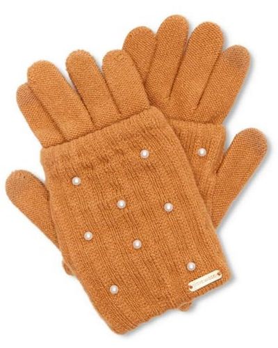 Steve Madden Glove With Pearl Arm Sleeve - Camel - Brown