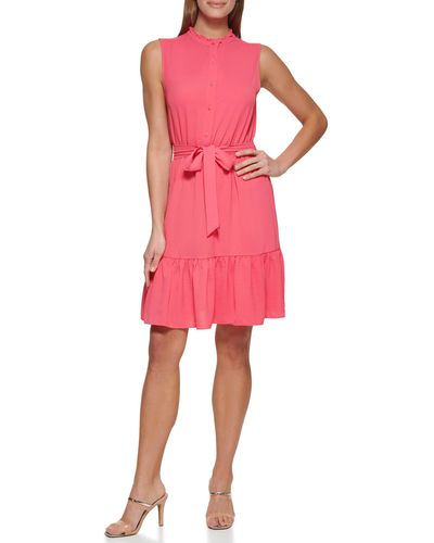 DKNY Fit And Flare Trapeze Dress - Pink