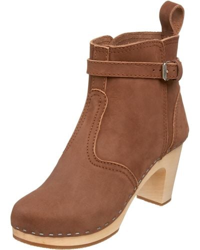 Swedish Hasbeens High Heeled Johdpur Boots,brown,7 M Us