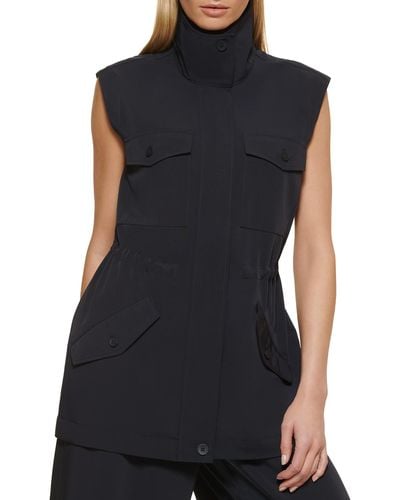 DKNY Front Pocket Vest Elevated Everyday Jacket - Black