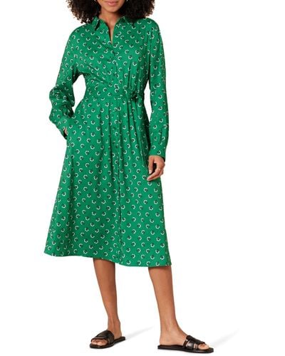 Amazon Essentials Georgette Long Sleeve Midi Length Shirt Dress - Green