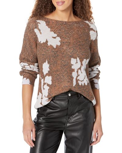 NIC+ZOE Nic+zoe Plus Size Scattered Florals Sweater - Brown