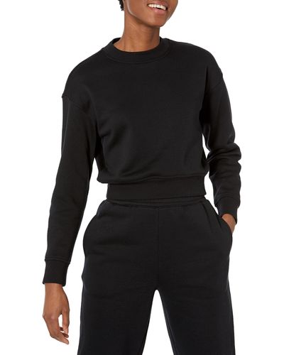 Amazon Essentials Cropped Drop Shoulder Sweatshirt - Black