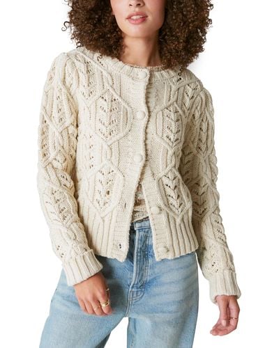 Lucky Brand Shine Cable-knit Button-front Cardigan - Natural