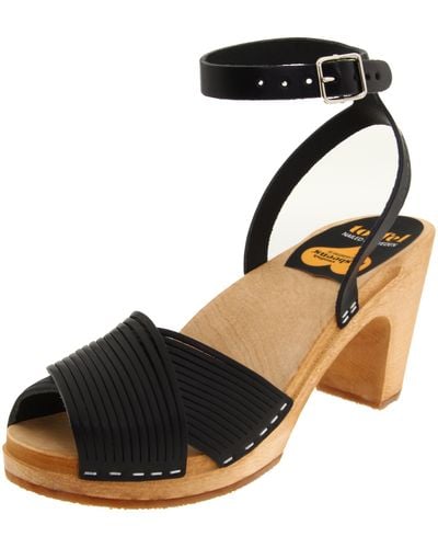 Swedish Hasbeens Strappy Ankle-strap Sandal,black,7 M Us