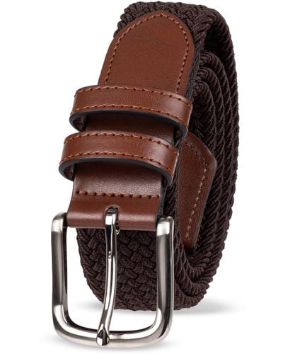 Amazon Essentials Stretch Woven Braid Belt - Brown