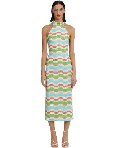 Donna Morgan Mock Neck Halter Dress Event Party Date Guest Of - Green