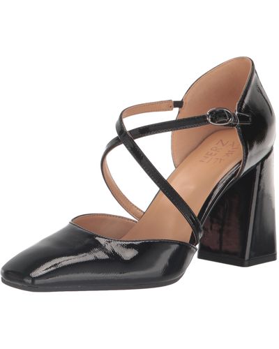 Naturalizer S Leesha Strappy Closed Toe Block Heel Pump Black Patent Leather 9.5 M