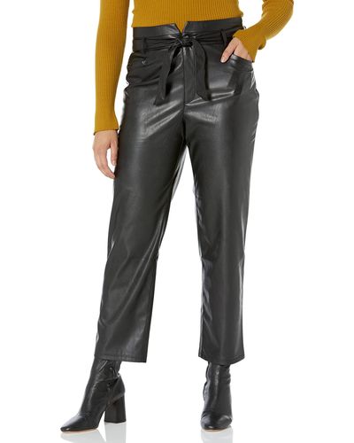 PAIGE Kinda Pant Vegan Leather High Rise Ankle Length In Black - Gray
