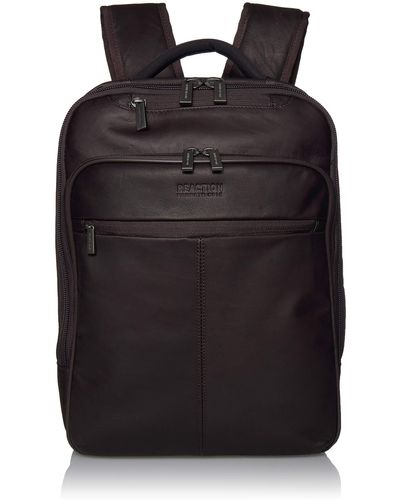 Kenneth Cole Colombian Leather 16" Hattan Slim Laptop Travel Backpack - Black