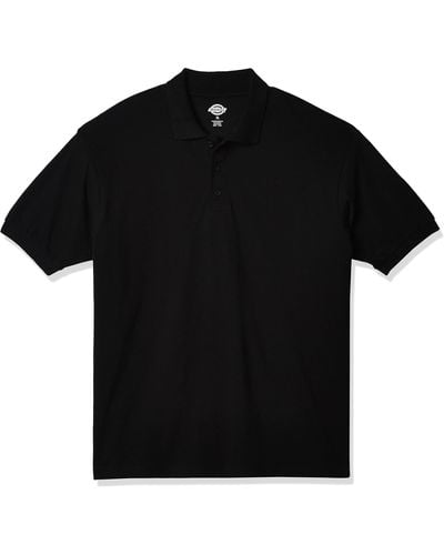 Dickies Mens Short-sleeve Pique Polo Shirt,hunter Green,large - Black