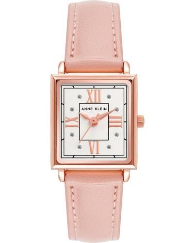 Anne Klein Croco-grain Vegan Leather Strap Watch - Pink