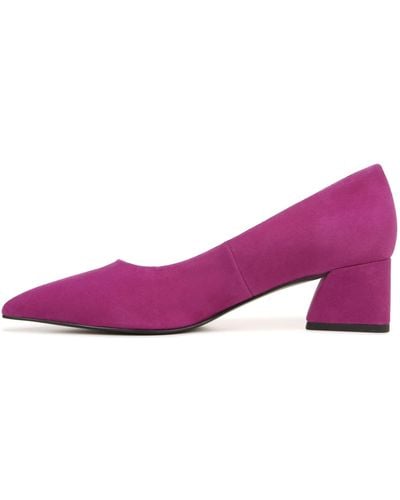 Franco Sarto S Racer Pointed Toe Block Heel Pump Raspberry Pink Suede 7.5 M - Purple