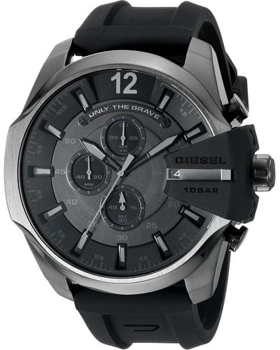 DIESEL Mega Chief Quartz Stainless Steel And Silcone Chronograph Watch - Black