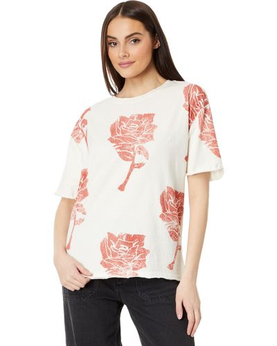 Free People Painted Floral Tee - White
