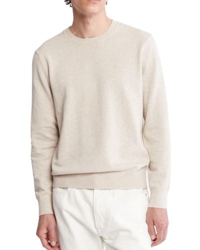 Calvin Klein Compact Cotton Crewneck Sweater - White