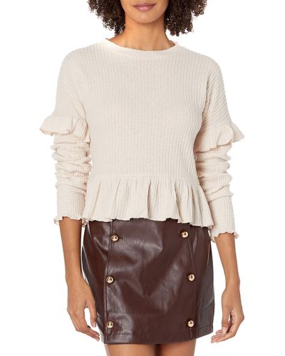 Kendall + Kylie Kendall + Kylie Smocked Sleeve Ruffle Blouse - White