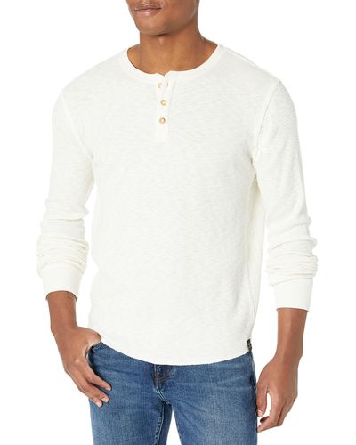 Lucky Brand Long Sleeve Cotton Thermal Henley - White