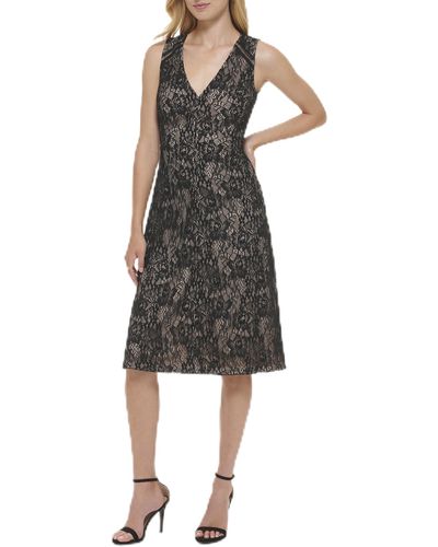 Tommy Hilfiger Floral Lace Detail Sleeveless Dress - Black