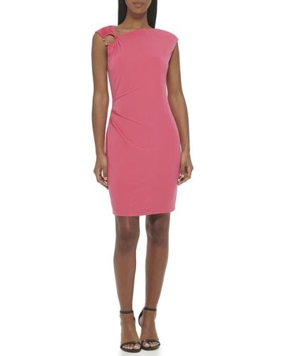 Calvin Klein One Shoulder Ring Knit Dress - Pink