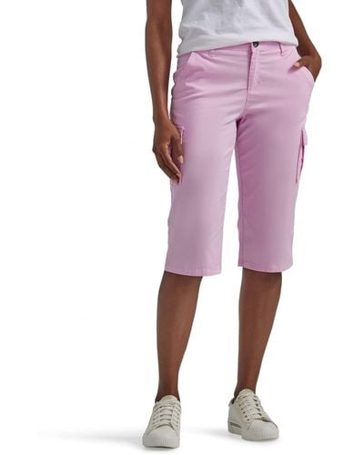 Lee Jeans Flex-to-go Mid-rise 17" Cargo Skimmer Capri Pant - Pink