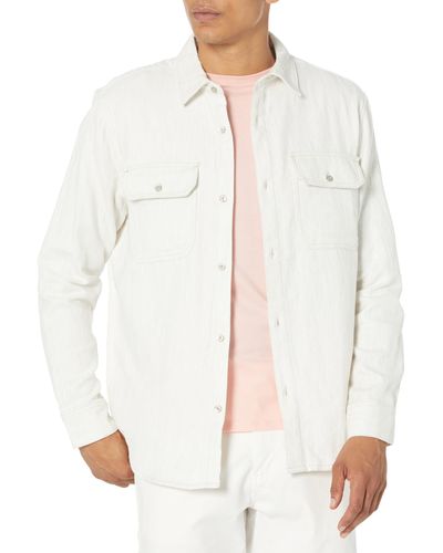 Calvin Klein Long Sleeve Double Pocket Woven Shirt - White