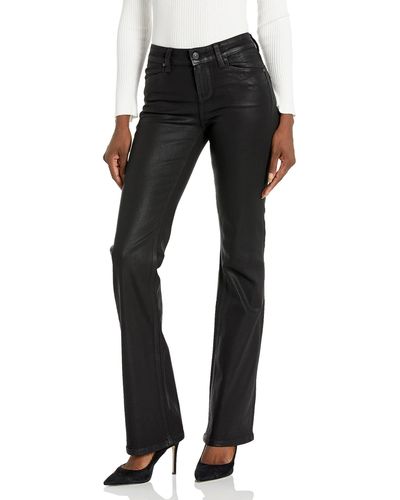 PAIGE Sloane Jolene Pockets Low Rise Trouser Fit Slight Bootcut In Black Fog Luxe Coating