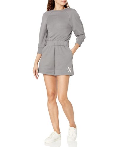 Armani Exchange | 3/4 Secret Grden Ptch Print Swetshirt Mini Jumpsuit - Gray