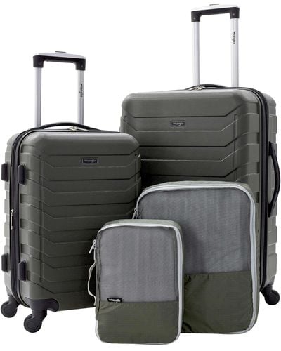 Wrangler Travelers Club 4 Piece Luggage And Packing Cubes Set - Black