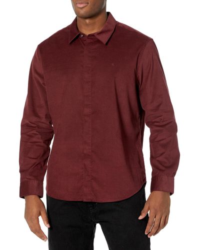 Calvin Klein Long Sleeve Corduroy Woven Shirt - Red