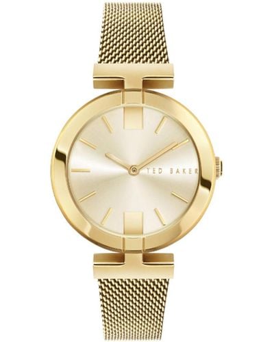 Ted Baker Darbey Stainless Steel Yellow Gold Mesh Band Watch - Metallic
