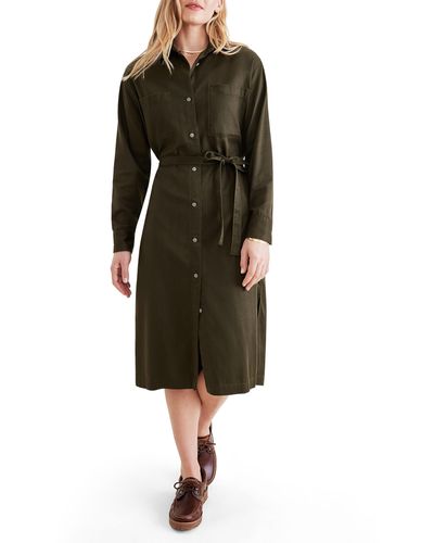 Dockers Relaxed Fit Long Sleeve Dress, - Green
