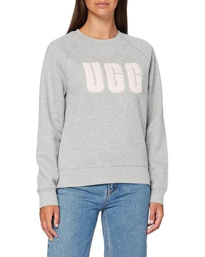 UGG Madeline Fuzzy Logo Crewneck Sweatshirt - Gray