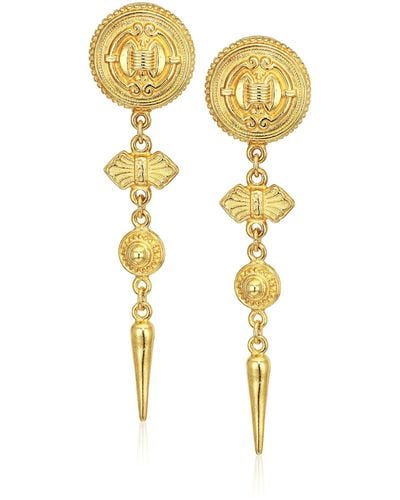 Ben-Amun Ben Amun Jewelry Royal Charm Gold Drop Earrings For Evening Wear - Yellow