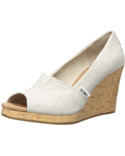 TOMS Womens Classic Espadrille Wedge Sandal - White