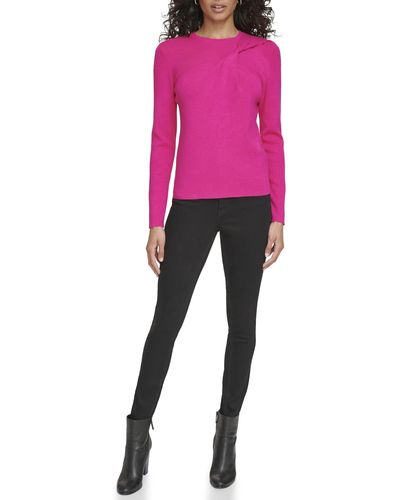 Calvin Klein Twist Neck Long Sleeve Sweater - Pink