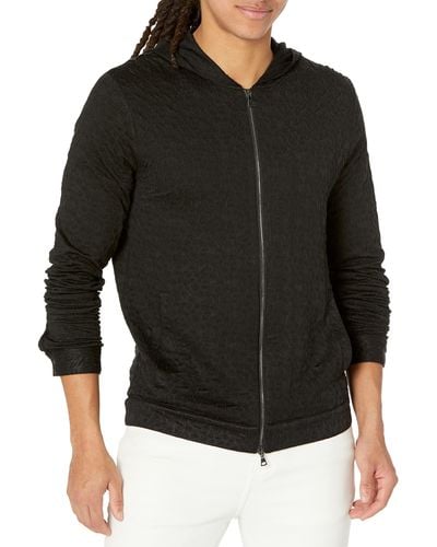 John Varvatos Mens Shubert Regular Fit Zip-front Hoodie Jacket With Hooded Sweatshirt - Black