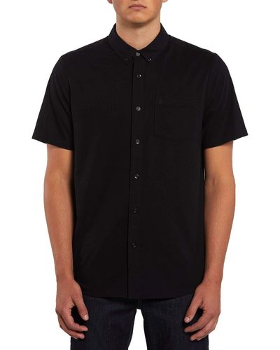 Volcom Mens Everett Oxford Short Sleeve Button Down Shirt - Black