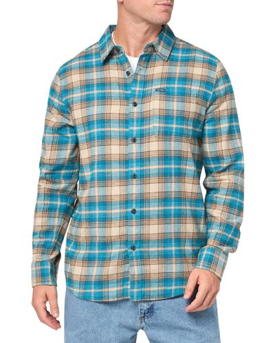 Volcom Caden Plaid Long Sleeve Flannel Shirt - Blue