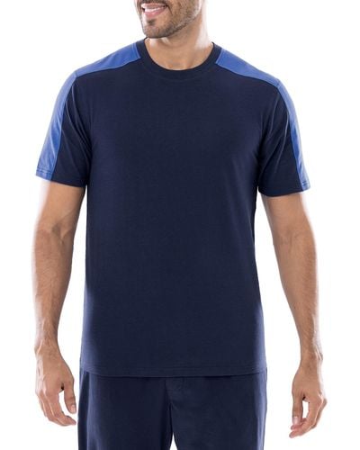 Izod Cotton Polyester Sueded Jersey Knit Short Sleeve Sleep Lounge T-shirt - Blue