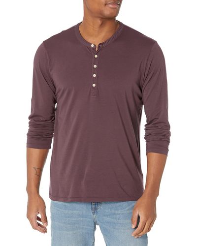 Velvet By Graham & Spencer Velvet Alvaro Long Sleeve Henley Shirt - Purple