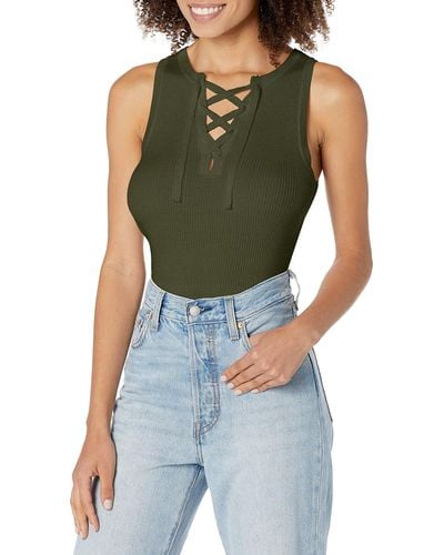 Guess Sleeveless Sydney Lace-up Sweater - Green