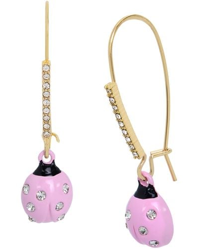 Betsey Johnson S Ladybug Dangle Earrings - Pink