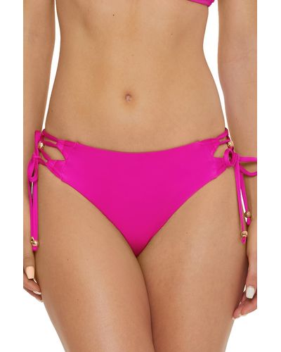Trina Turk Standard Monaco Side Tie Beaded Hipster Bikini Bottom - Pink