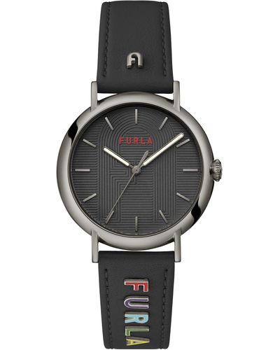 Furla Easy Shape Black Genuine Leather Strap Watch
