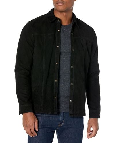 John Varvatos Wil Suede Shirt Jacket - Black