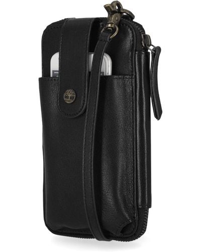 Timberland Leather Phone Crossbody Wallet Bag RFID-Leder-Umhängetasche - Schwarz