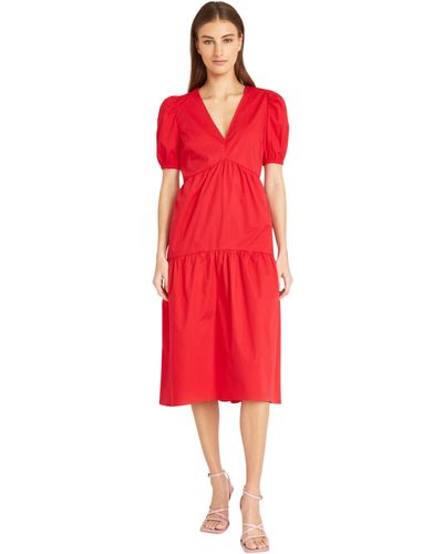 Donna Morgan Versatile V-neck Empire Waist Pockets | Summer Dresses For - Red