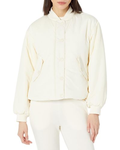Amazon Essentials Relaxed-fit Recycled Polyester Padded Cropped Bomber Jacket - White