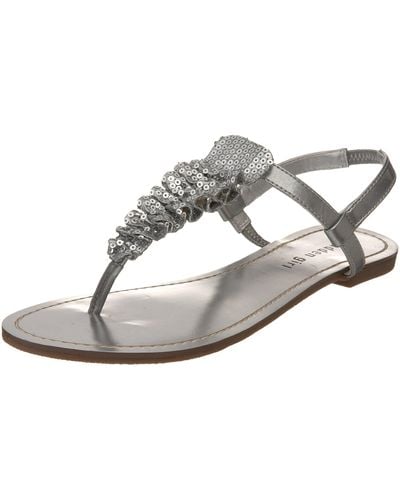 Madden Girl Misschif T-strap Sandal,silver Sequin,5 Mus - Metallic
